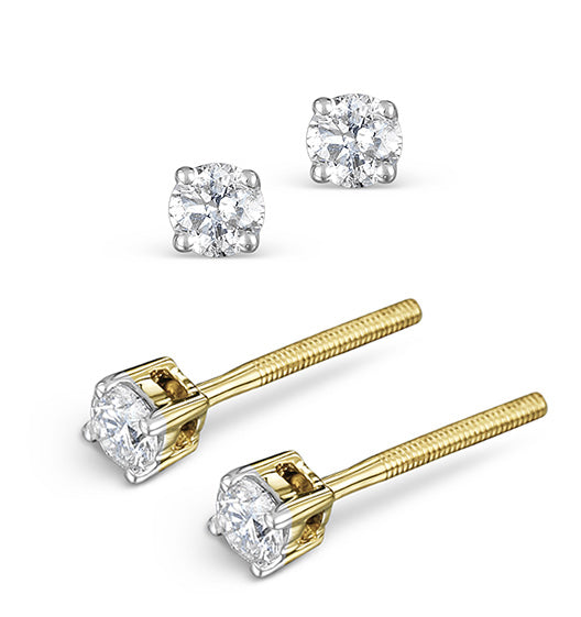 Diamond Stud Earrings 3mm 18K Gold - 0.20CT - Premium